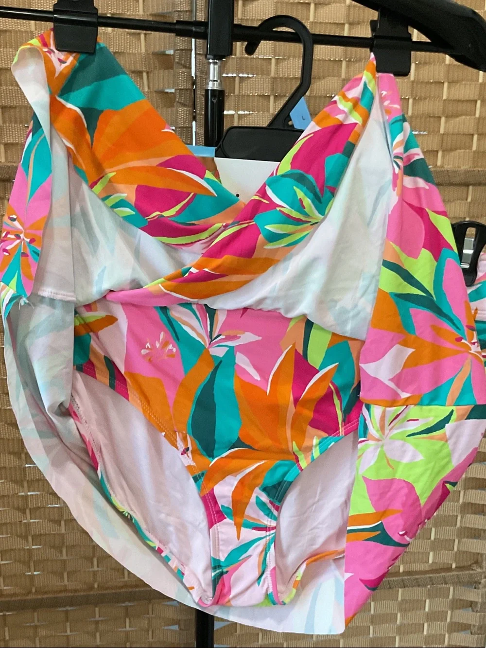 Anne Cole Floral Mid-Rise Swim Skirt in Pink, Teal & Orange